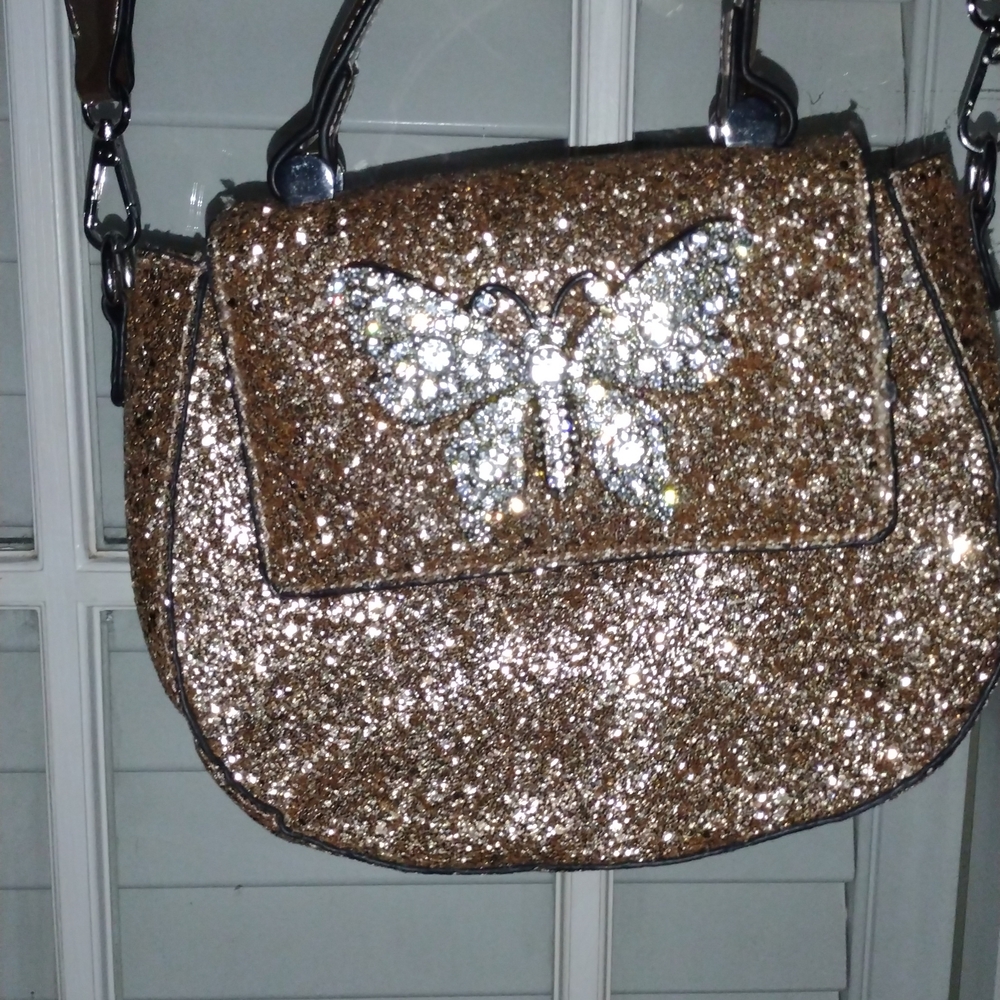 Sparkling Butterfly Accent Shoulder Bag